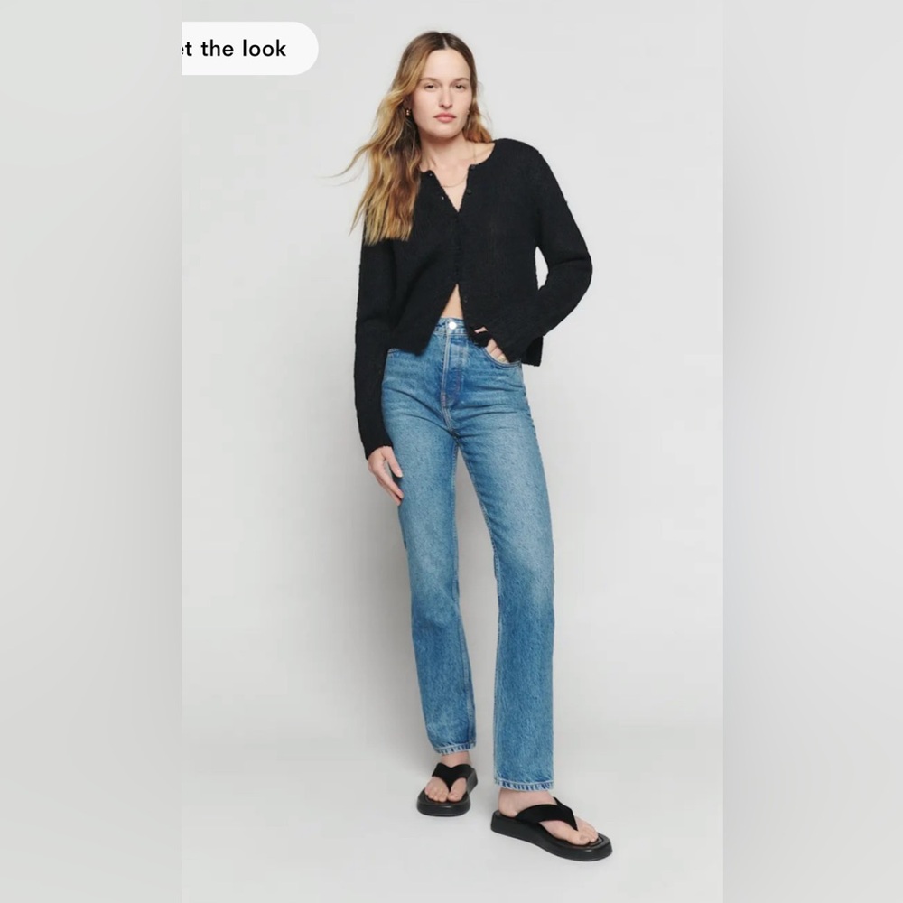 NWT Reformation Clara Crew Cardigan in Black Size Small - Picture 4 of 10